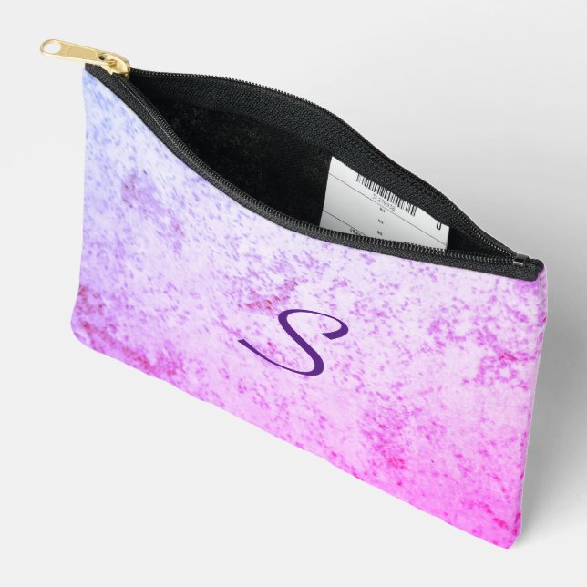 Mit Monogramm rosa und Lila Marbellstift Zubehörtasche (Offen)