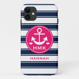 MIT MONOGRAMM ROSA-UND MARINE-ANKER Case-Mate iPhone HÜLLE