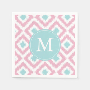 Mit Monogramm Rosa- und Mini-Ikat-Diamantenmuster Serviette