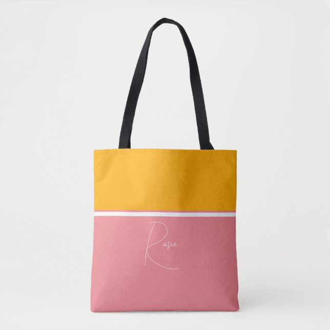 Mit Monogramm, rosa und orangefarbener Totbeutel (Vorderseite)