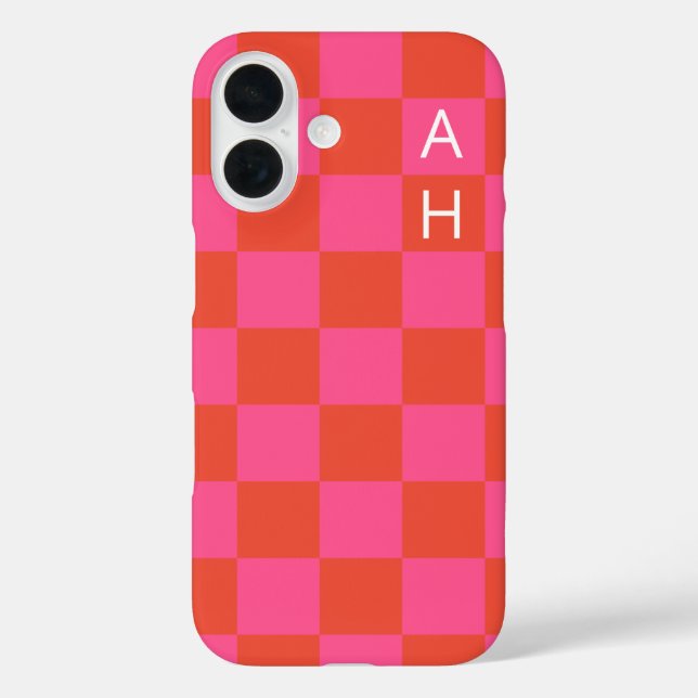 Mit Monogramm rosa und orangefarbenes Prüfmuster Case-Mate iPhone Hülle (Rückseite)