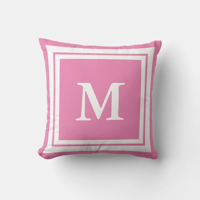 Mit Monogramm Rosa und Weiß Kissen (Vorderseite)