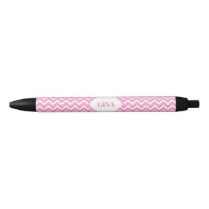 Mit Monogramm rosa und weiße Zickzack Muster Kugelschreiber