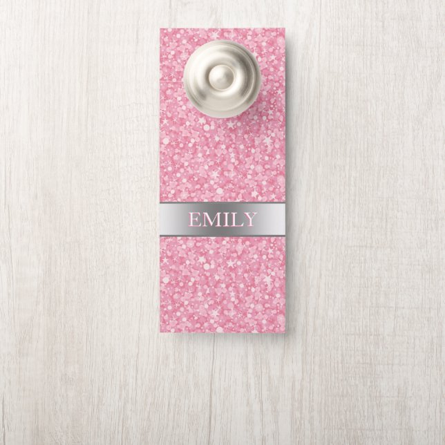 Mit Monogramm rosa und weißes Glitzer Türanhänger (Auf Knauf)
