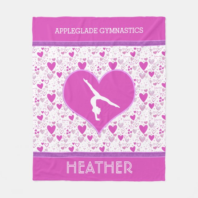 Mit Monogramm Rosa verlost o Herz-Gymnastik Fleecedecke (Vorderseite)