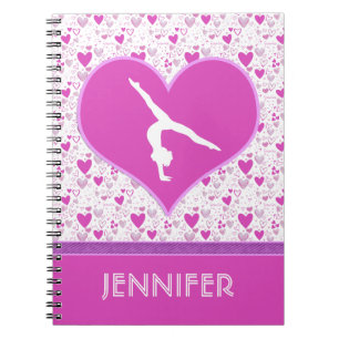 Mit Monogramm Rosa verlost o Herz-Gymnastik Notizblock