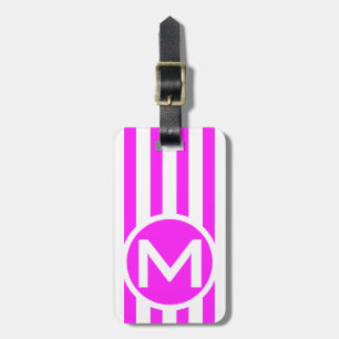 Mit Monogramm rosa Vertikale Stricktaste Gepäckanhänger
