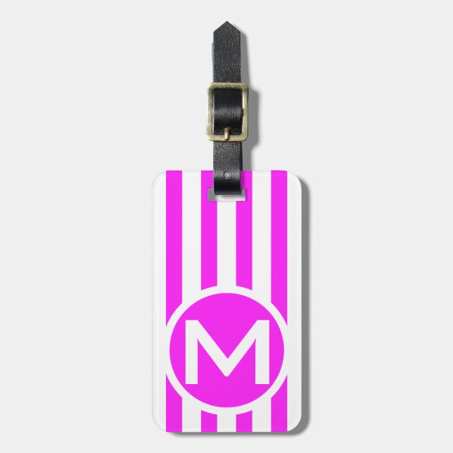 Mit Monogramm rosa Vertikale Stricktaste Gepäckanhänger (Vorderseite vertikal)
