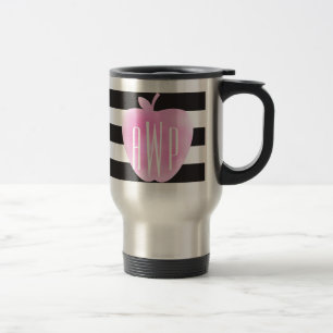 Mit Monogramm rosa Wasserfarbapplikation + Streife Reisebecher