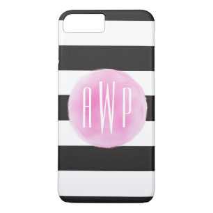 Mit Monogramm rosa Watercolor-Schwarzes + Weiße Case-Mate iPhone Hülle