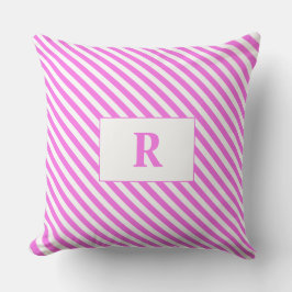 Mit Monogramm rosa/weiße Streifen Kissen
