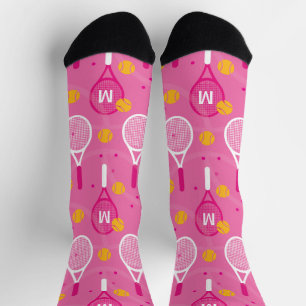 Mit monogramm rosa-weiße Tennisschläger Socken