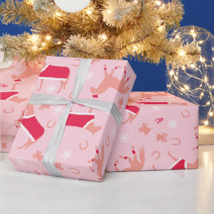 Mit Monogramm Rosa Weiße Weihnachtsfeiertage Geschenkpapier