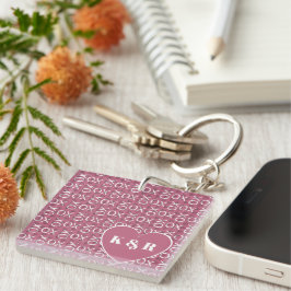 Mit Monogramm rosa XO Liebe Valentinstag Schlüsselanhänger