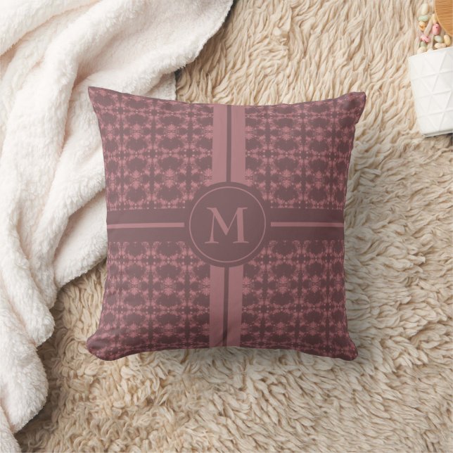 Mit Monogramm rosafarbenes Muster Kissen (Decke)