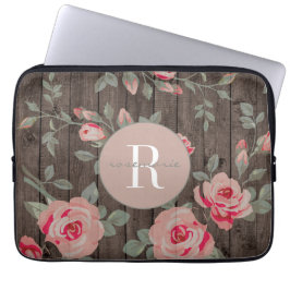 Mit Monogramm Rose auf Wood MacBook Case