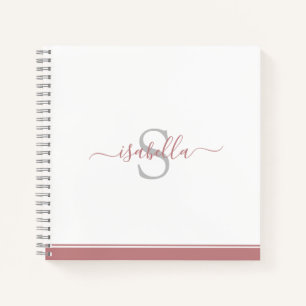 Mit Monogramm Rose für Initialskript Notizbuch