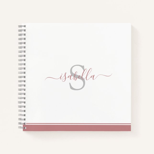 Mit Monogramm Rose für Initialskript Notizbuch (Vorderseite)