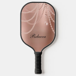 Mit Monogramm Rose Gold Blush Pink Glam Blende Pickleball Schläger