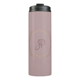 Mit Monogramm Rose Gold Elegante Vorlage Thermosbecher