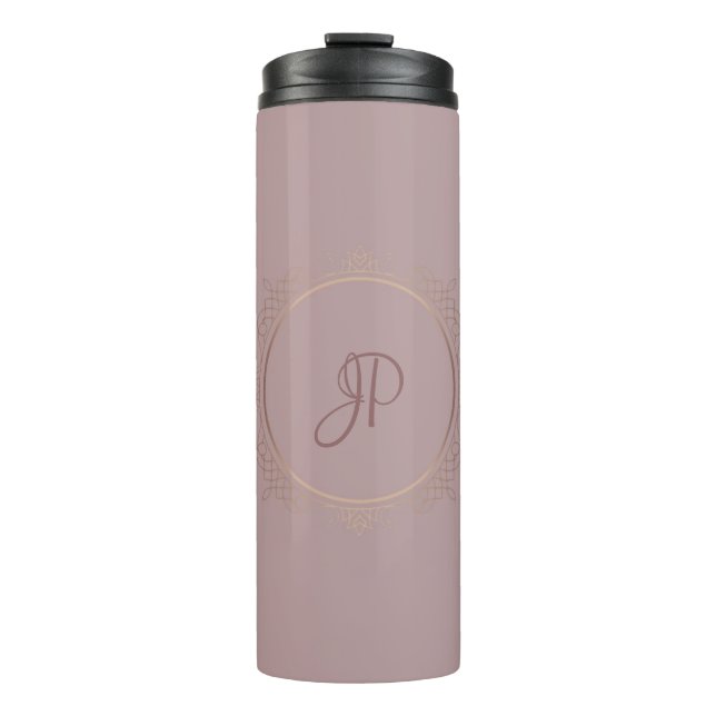 Mit Monogramm Rose Gold Elegante Vorlage Thermosbecher (Vorderseite)