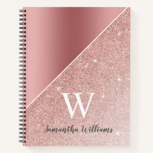 Mit Monogramm Rose Gold Glitzer Girl Notizbuch