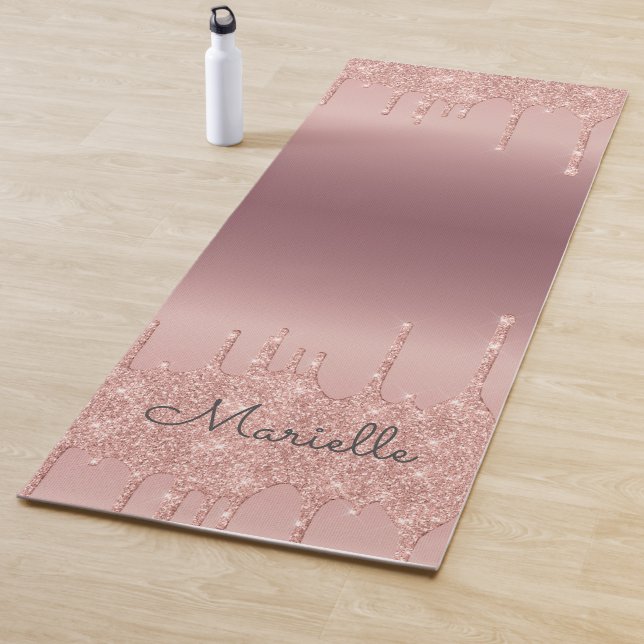 Mit Monogramm Rose Gold Glitzer Tropfen Yogamatte (Beispiel)