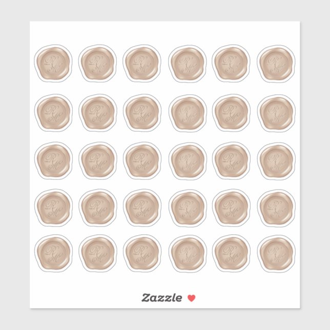 Mit Monogramm Rose Gold Imitate Wax Siegel Aufkleber (Blatt)