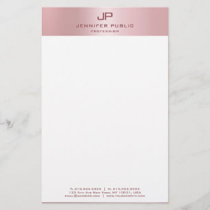 Mit Monogramm Rose Gold Moderne Elegante Vorlage Briefpapier