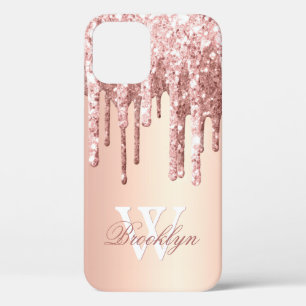 Mit Monogramm Rose Gold Sparkline Glitzer Tropfen Case-Mate iPhone Hülle
