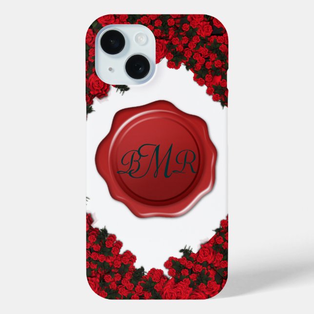 Mit Monogramm Rose mit Wachs-Siegel Case-Mate iPhone Hülle (Rückseite)