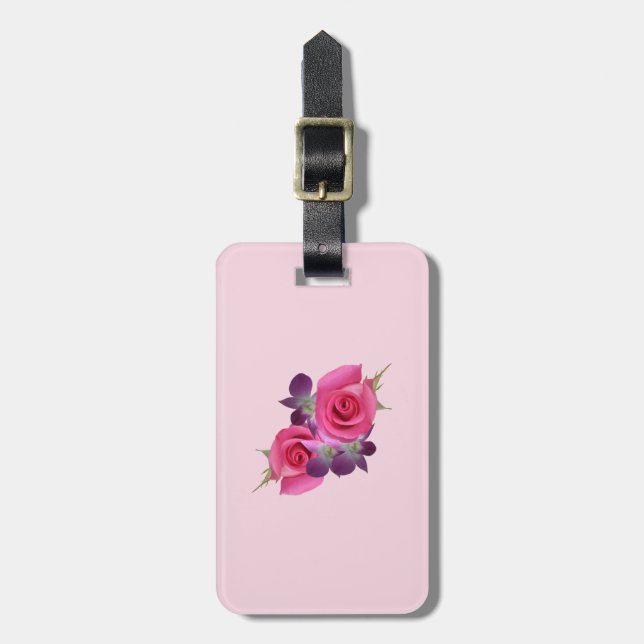 Mit Monogramm Rosen-Orchideen-Gepäck-Umbau Gepäckanhänger (Vorderseite vertikal)