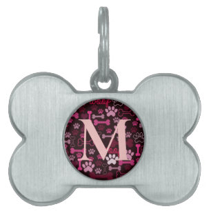 Mit Monogramm Rot-Paw-Drucke und Knochen Tiermarke
