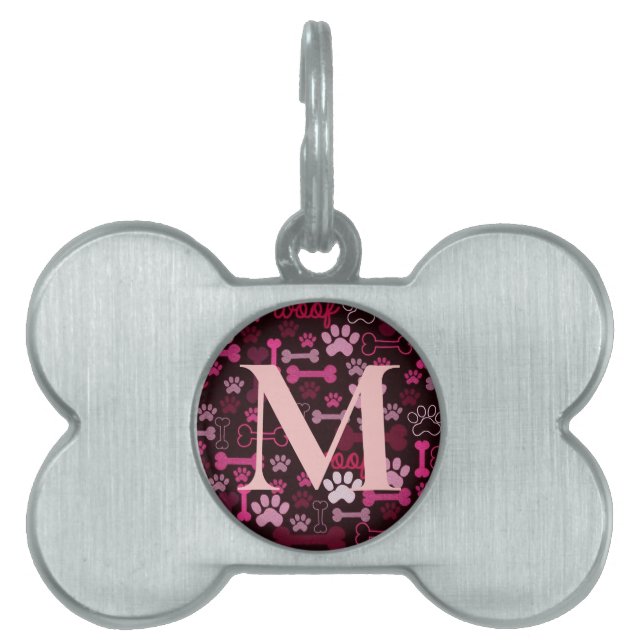 Mit Monogramm Rot-Paw-Drucke und Knochen Tiermarke (Vorderseite)