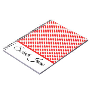 Mit Monogramm Rot-Polka-Punktmuster Notizblock