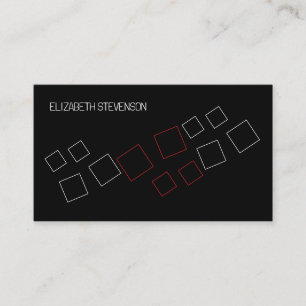Mit Monogramm Rot, Schwarz-weiß Visitenkarte