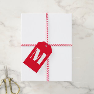 mit Monogramm Rot-Weiß-Anfangsbuchstabe Geschenkanhänger