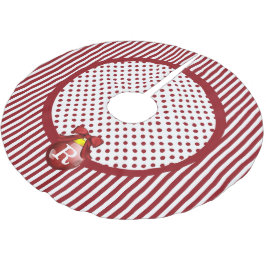 Mit Monogramm Rot-Weiß-Weihnachtsrock Polyester Weihnachtsbaumdecke