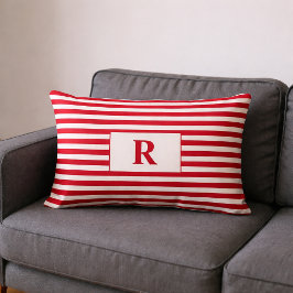 Mit Monogramm Rot/Weiße Streifen Lumbalkissen Lendenkissen