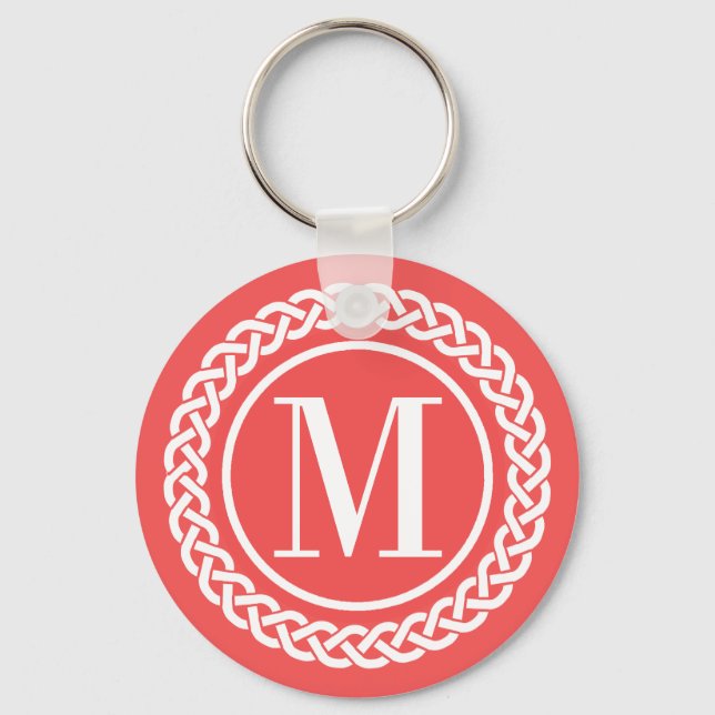 Mit Monogramm rote Rahmen Schlüsselanhänger (Vorderseite)