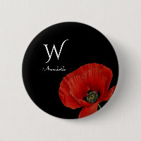 Mit Monogramm roter Mohn auf Black Simple