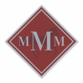 Mit Monogramm Roter Wein + Silver Horse Tack Trunk Aufkleber