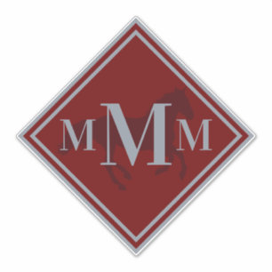 Mit Monogramm Roter Wein + Silver Horse Tack Trunk Aufkleber