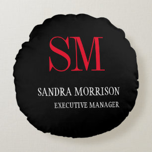 Mit Monogramm Rotes Minimalistisch Rundes Kissen