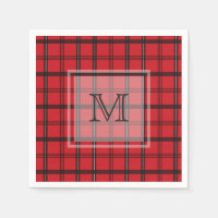 Mit Monogramm Rotes und Schwarzes Tartan Kariert