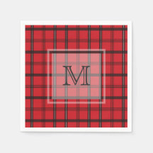 Mit Monogramm Rotes und Schwarzes Tartan Kariert