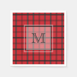 Mit Monogramm Rotes und Schwarzes Tartan Kariert Serviette