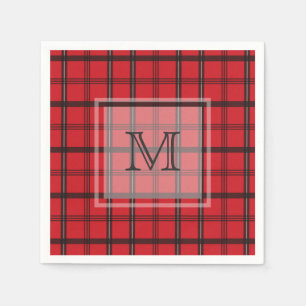Mit Monogramm Rotes und Schwarzes Tartan Kariert Serviette