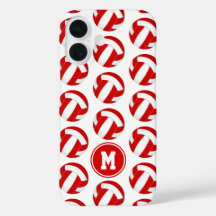 mit Monogramm, rotes Volleyballmuster
