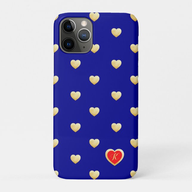 Mit Monogramm Royal Blue Gold Hörer auf Solid Colo Case-Mate iPhone Hülle (Rückseite)